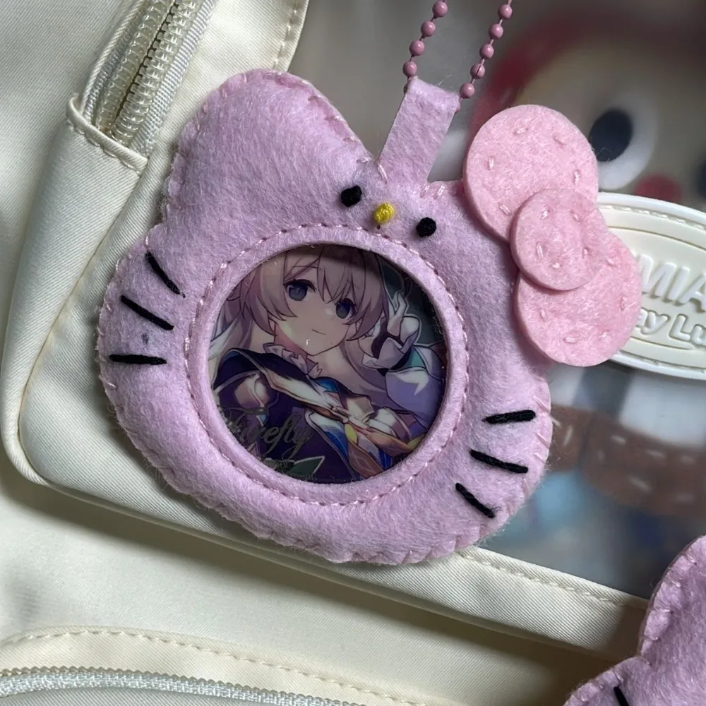 Hello Kitty-Pendentif de dessin animé non tissé, pendentif fini Kawaii, chat KT, cadeau pour petite amie, étudiant, décoration de sac, 58mm