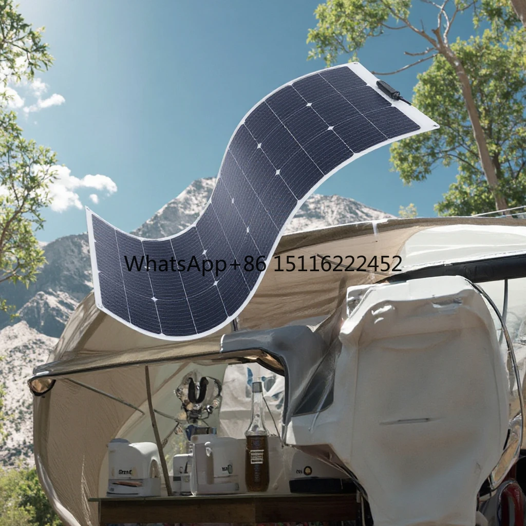 

High Quality PV Panel 100W 150W 200W Solar Power Panel 12V 24V Lightweight Flexible Mono Panel Solar for RV Marine Boat Van