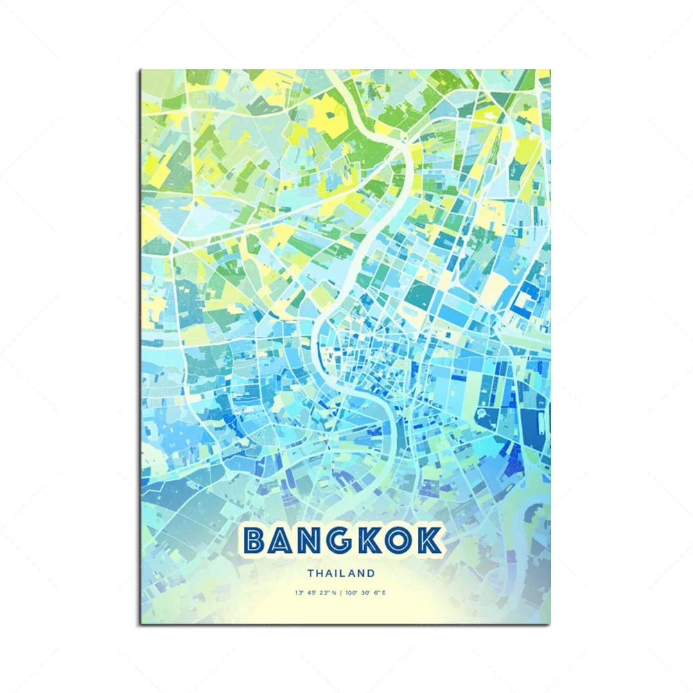 Thailand map print poster, Bangkok Thailand, black and white color city map art, city map scandinavian artwork, Thailand gift