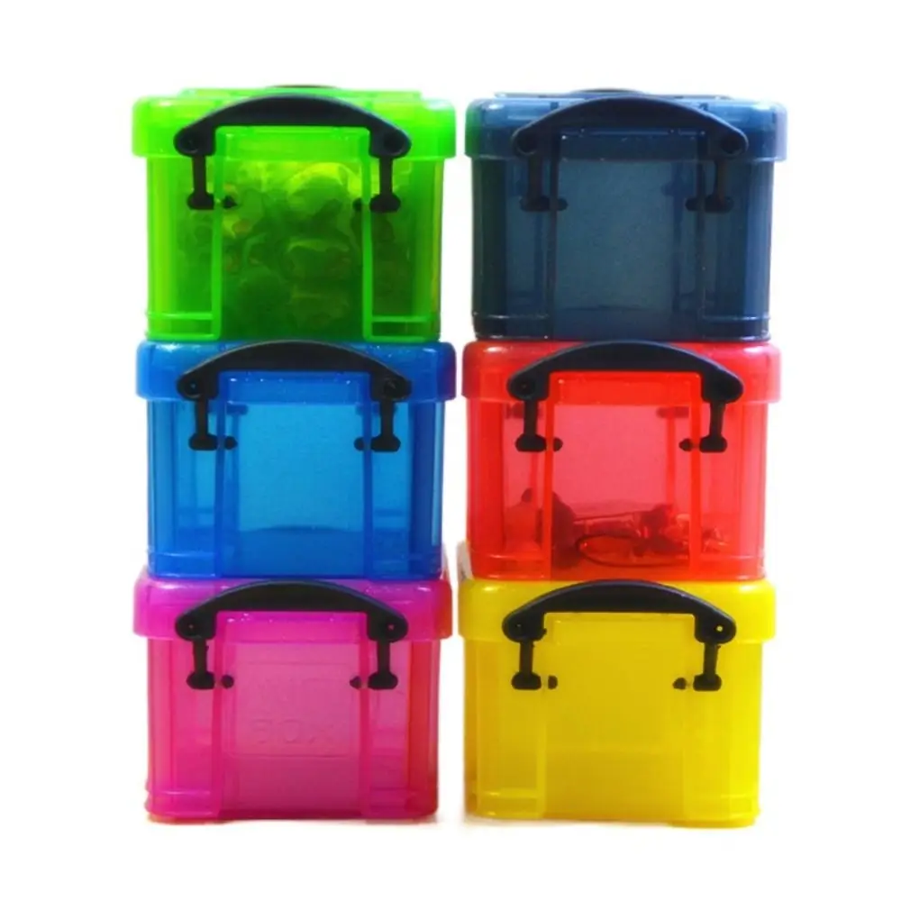 Multi-functional Mini Buckle Storage Box Transparent Minimalism Mini Storage Container Plastic Candy Color Desktop Organizer Box