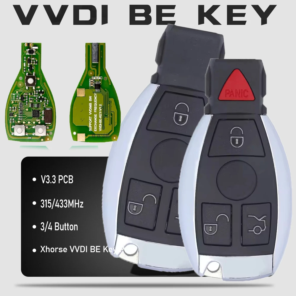 

KEYECU Xhorse VVDI BE Key Pro For Mercedes Benz V3.3 PCB Remote Key Chip Improved Version Smart 315MHz/433MHz
