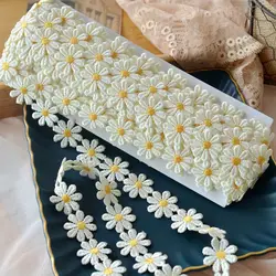 2.5CM Daisy Lace Fabric Wide Beautiful White Embroidered 3d Flowers Lace Ribbon Dress Collar Hats Headwear Sewing Trimming Decor