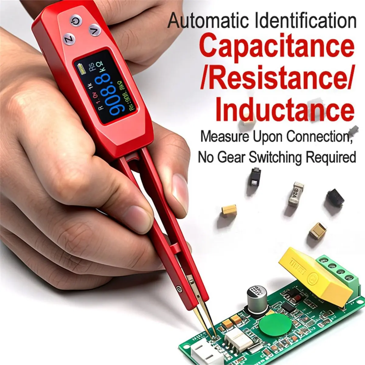 FUA@ Intelligent Digital LCR Meter, Portable Digital Bridge Tweezers for Capacitance Resistance Inductance Voltage Multimeter