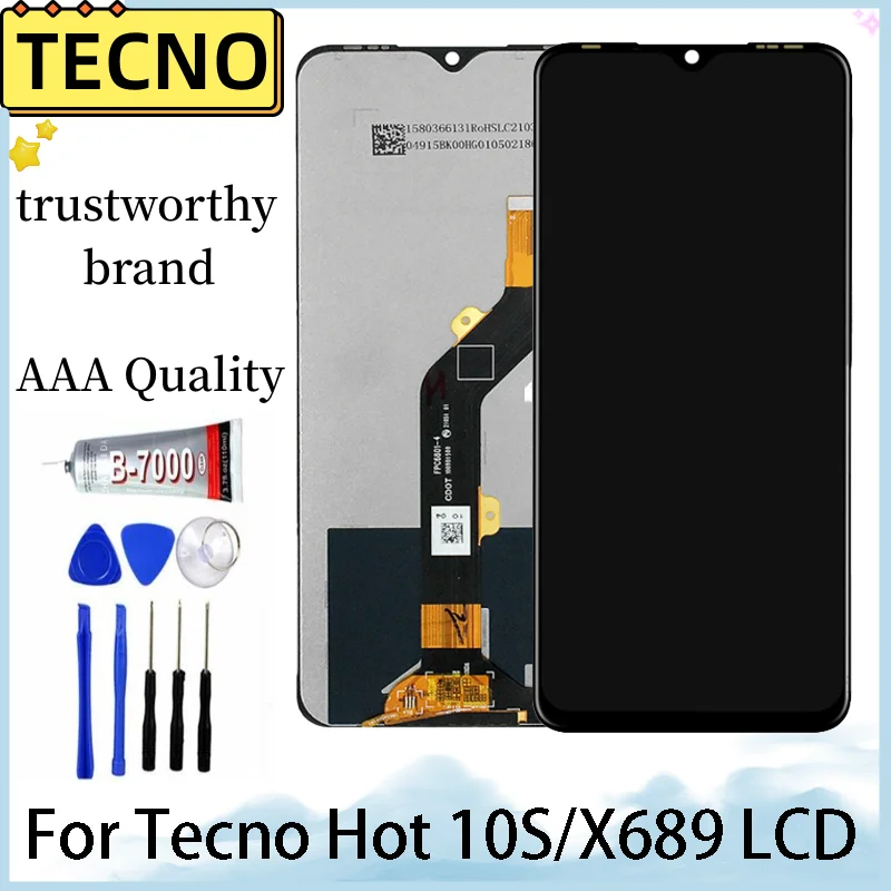 6.82 inch New X689 LCD For Infinix HOT 10T 10S X689C x689D LCD Display Touch Screen Digiziter Assembly Repair Replacement Parts