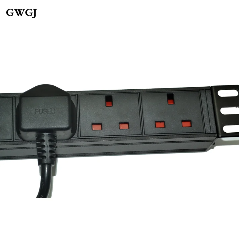 PDU cabinet power socket 1U 19 inch gb 13A with double break switch aluminum alloy 7 position row connector