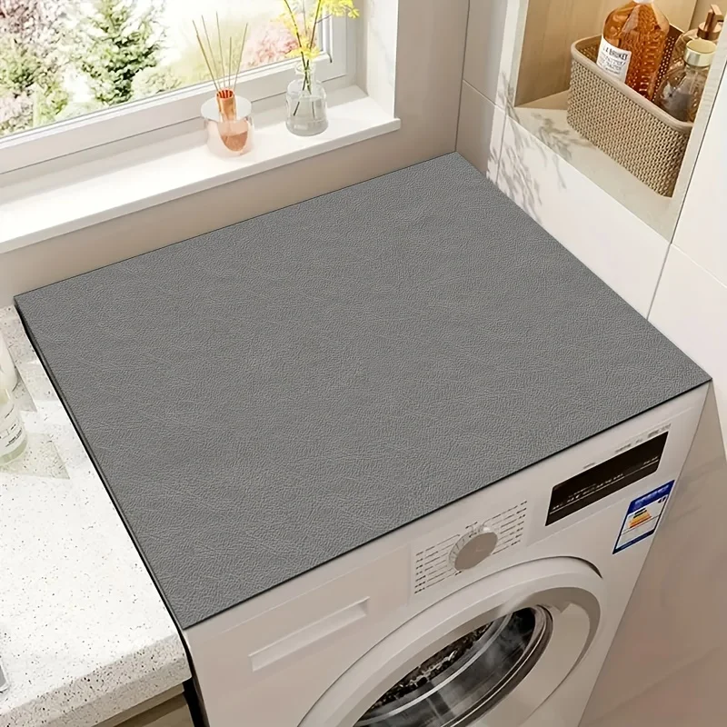 

1 piece of solid color washing machine cover quick drying protective pad, high water absorption dryer top anti slip pad