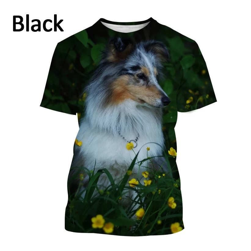 New Cute Sheltie Dog 3D Printed Short Sleeve T Shirt Men and Women Casual T Shirt Border Collie Harajuku Style Streetwear Top