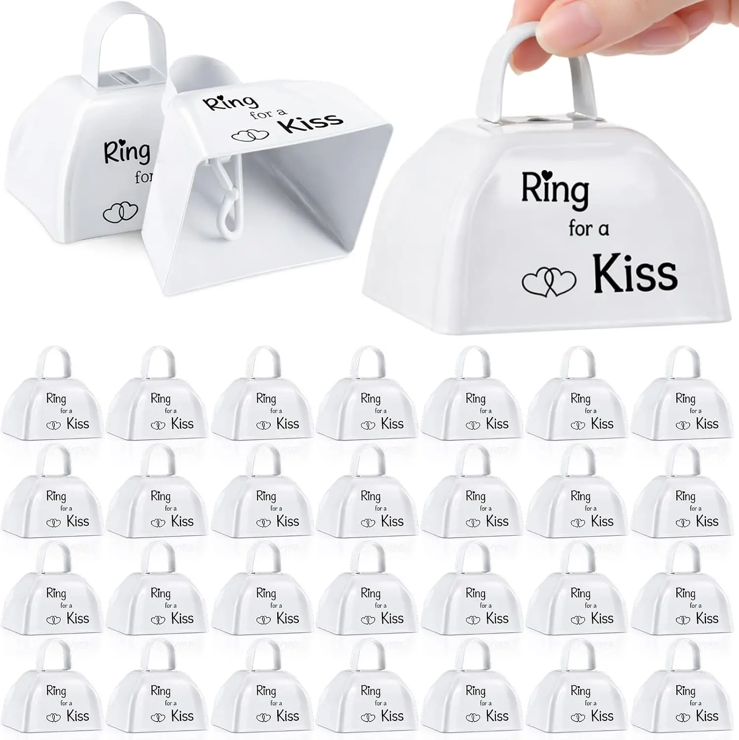 48 Set Wedding Cowbells Ring for a Kiss Party Bell Noise Makers Small Iron Kissing Bells for Sporting Events Wedding Reception Favor Goody Bag Supplies