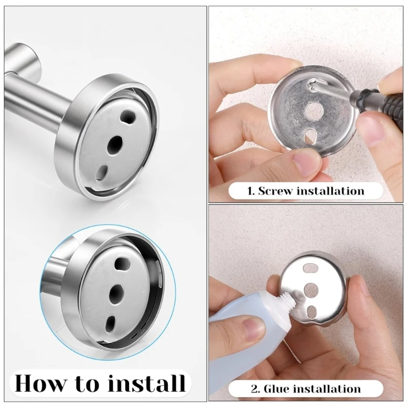 Durability Towel Rack Mounting Set Silver Stainless Steel Replacement Hardware for Bathroom Fixtures