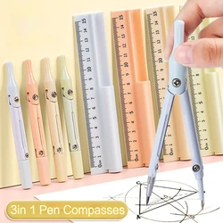 1PC Multifunctional Compass Pencil School Drawing Compasses Math Geometry Tools Drafting Supplies Simple Creative Diy Stationery