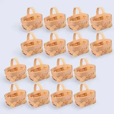 

16pcs Mini Woven Baskets Wood Chips Storage Basket Lightweight Portable Gift Box For Wedding Party Festival Handwoven Gift Case