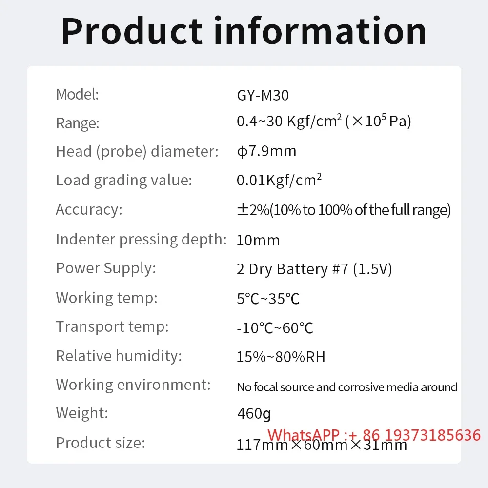 High Quality GY-M30 Mini Digital Fruit Hardness Tester Digital Fruit Hardness Tester with Backlight