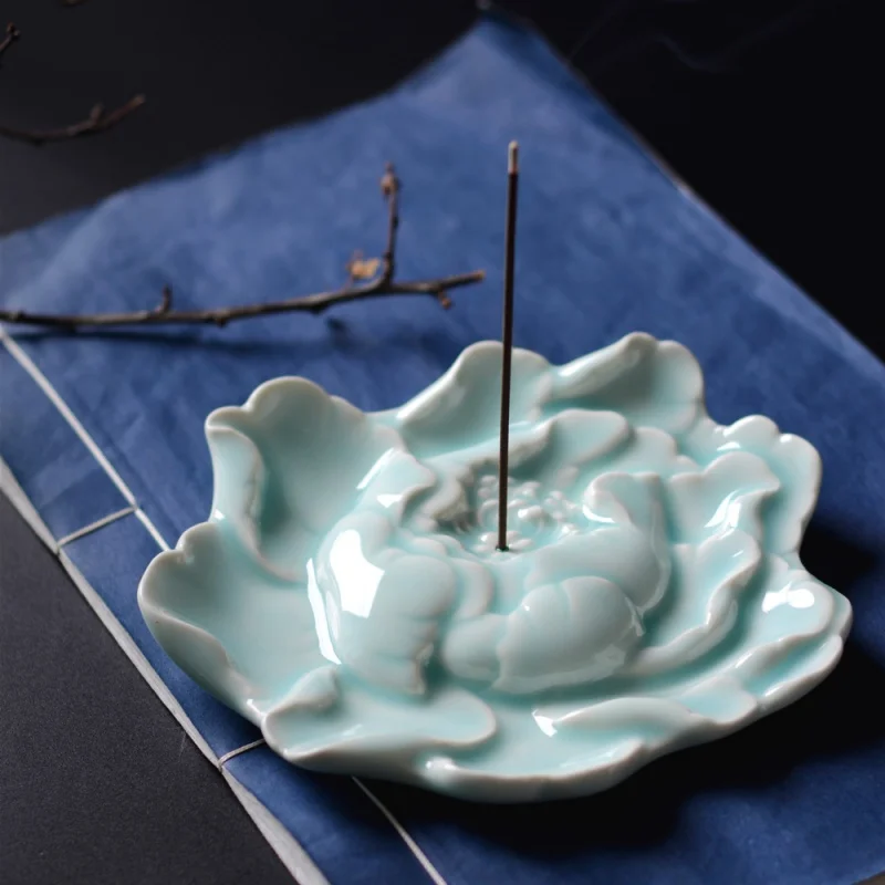 Jingdezhen Handmade Incense Burner Ceramic Sandalwood Stove Agilawood Stick Incense Incense Holder Incense Holder Hibiscus Incen