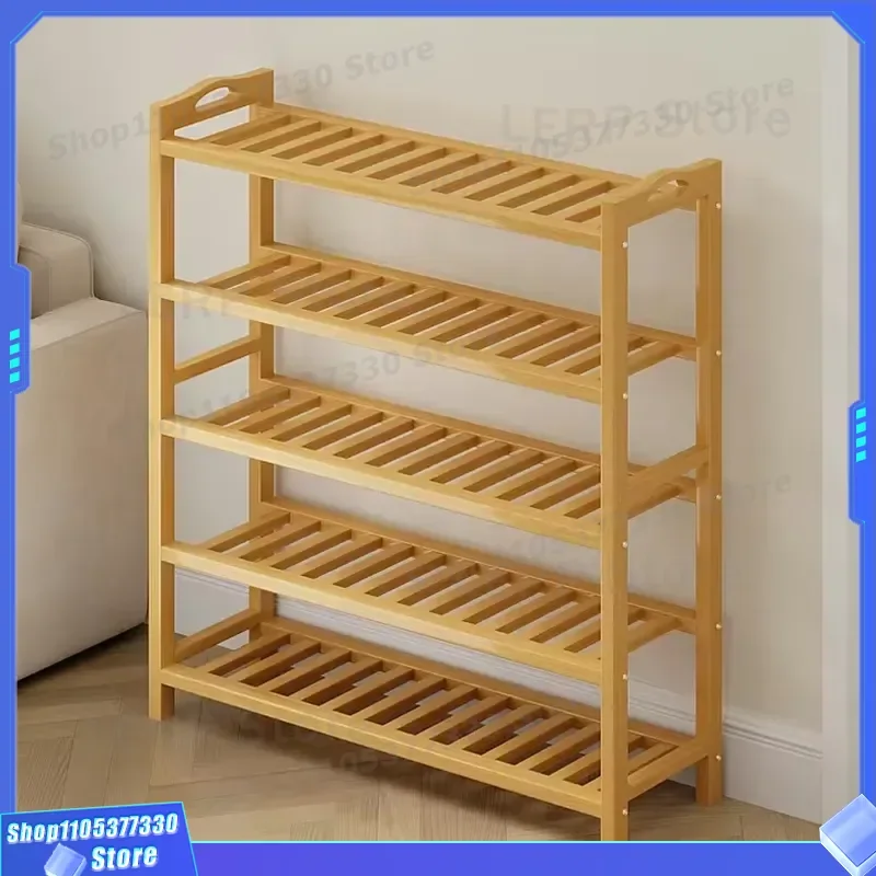 Simple Bamboo Shoe Rack Multi Layer Solid Wood Storage Shelf for Small Entrance Hallway Economical Household Furniture