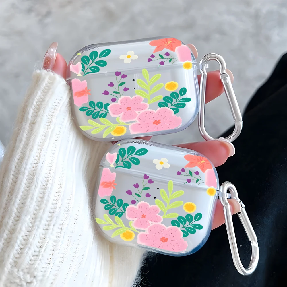 

Spring Colorful Floral Clear Earphone Case for AirPods 1/2/3/4 Earbuds Case For AirPods Pro 2/Pro 3/Pro TPU Protective Cover
