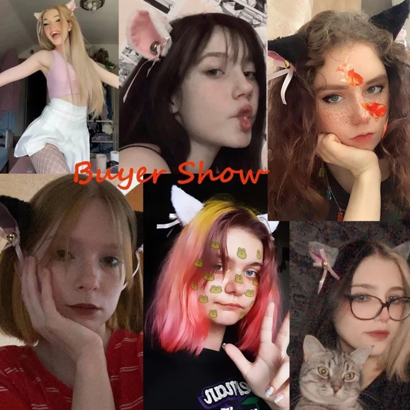 Lolita rolničkami kocour ucho vlasy klipů kožich headwear anime vlásenky čelenka cosplais hairclip headsband večírek kostým vlasy příslušenství