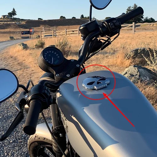 Imagen 2 del producto Tapa de tanque de combustible Retro para motocicleta, compatible con Harley XL883 XL120 Dana CNC, modificación de motocicleta, cara fantasma, calavera, tapa de tanque de combustible