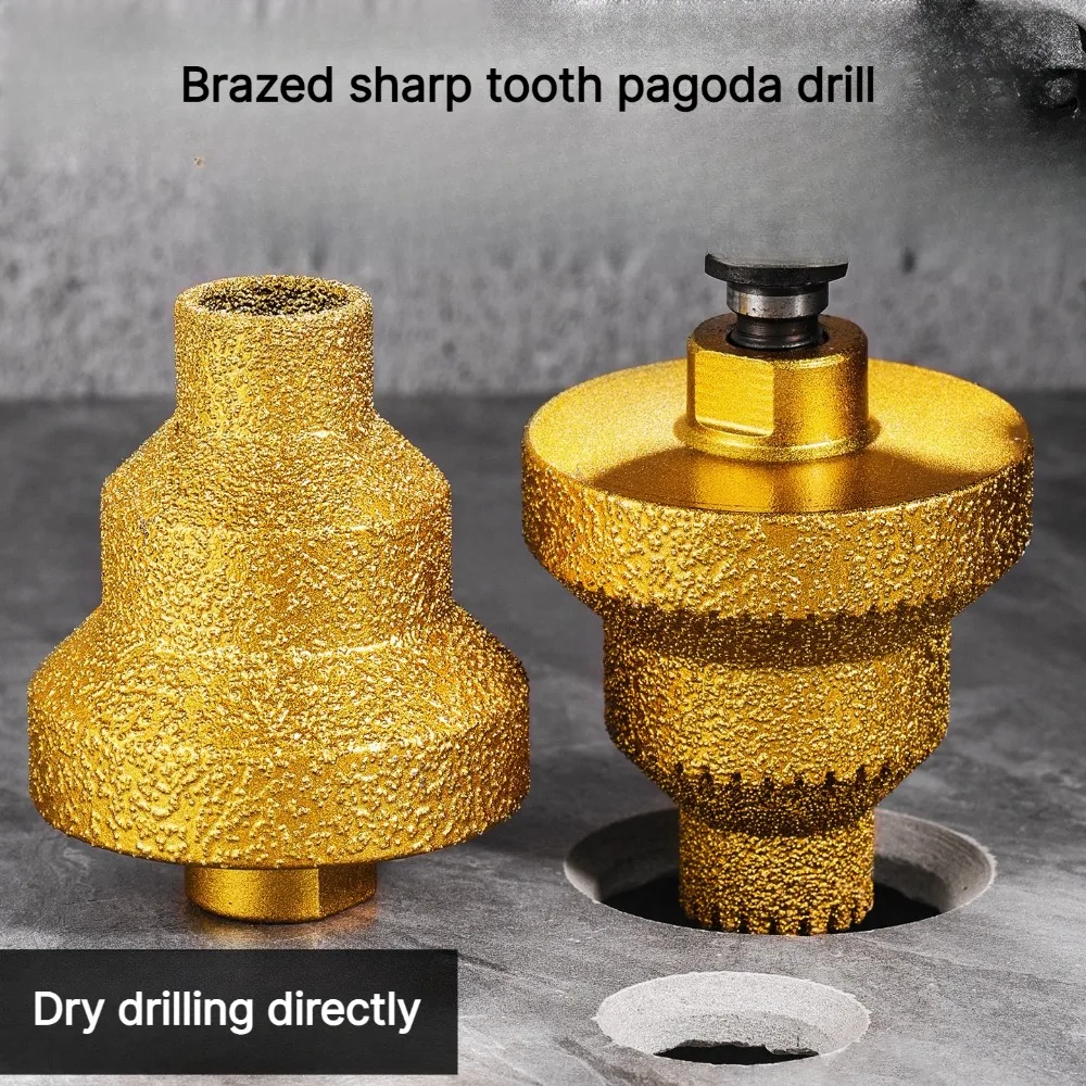 M14/M10 Brazing Pagoda Drill Bit  Multi-Purpose  Step Hole Reamer Chamfer Diamond Tile Stone Opener Angle Grinder Drilling Tool