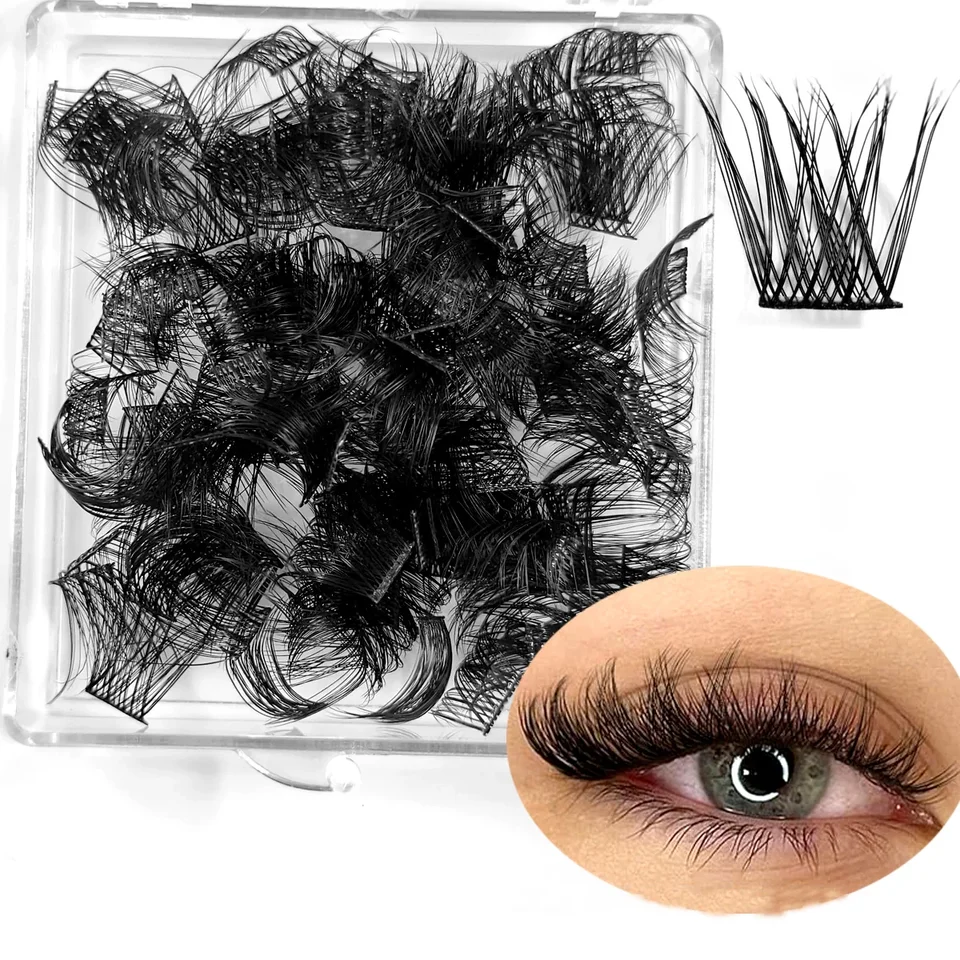 100 piezas de pestañas agrupadas DIY, extensión individual, volumen 3D, curva CC, segmentadas, naturales, esponjosas 2