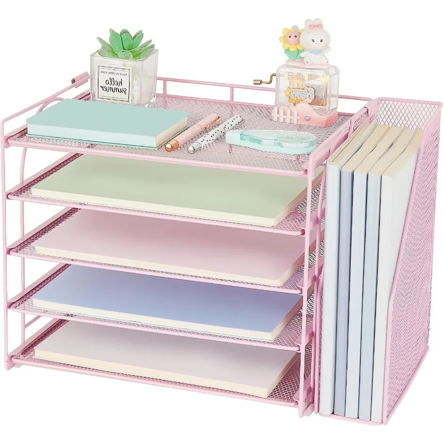 منظم ملفات ورقي لسطح المكتب مكون من 5 طبقات مع حامل ملفات قابل للتعديل لتنظيم مكتب المكتب الفعال مثالي لإدارة المكتب #2