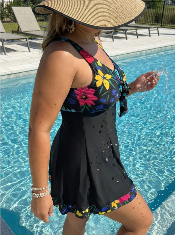 ชุดบิกินี่เอวสูงไซส์ใหญ่ XL-6XL สำหรับผู้หญิง ช่วยยกกระชับทรง ไซส์ใหญ่ 4XL 3XL ชุดว่ายน้ำฤดูร้อน ช่วยเก็บหน้าท้อง ชุดบิกินี่