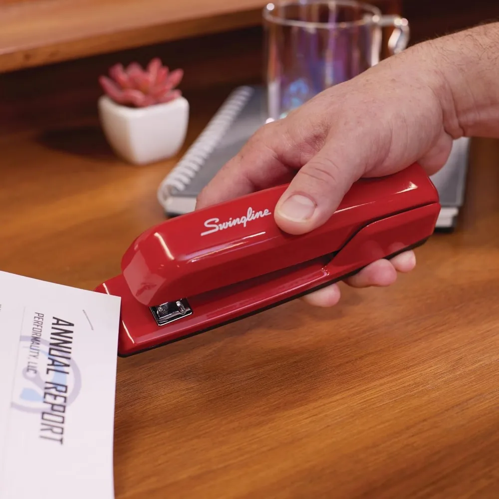 Jam-Free Metal Stapler, 30 Sheet Capacity, Rio Red Desktop Stapler with Lifetime Warranty