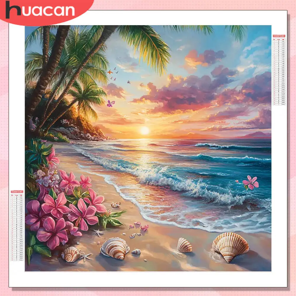 HUACAN 5D Diamant Malerei Meer Landschaft Voll Platz Runde Bohrer Wohnkultur Diamant Mosaik Kreuz Stich