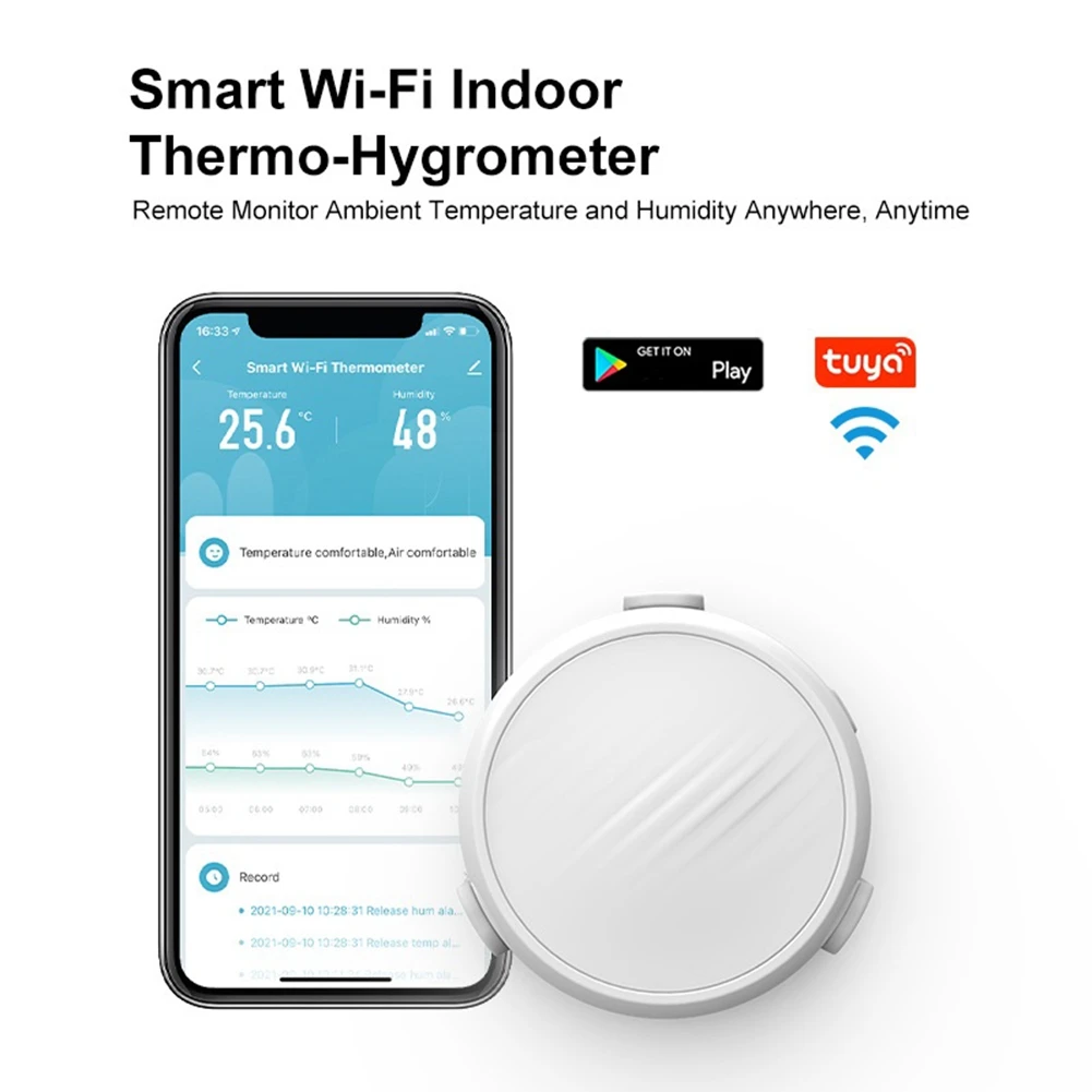เครื่องวัดอุณหภูมิและความชื้นในอาคารไร้สาย ABGI-Mini Wifi พร้อมบันทึกข้อมูล, เครื่องตรวจสอบอุณหภูมิและความชื้นอัจฉริยะ