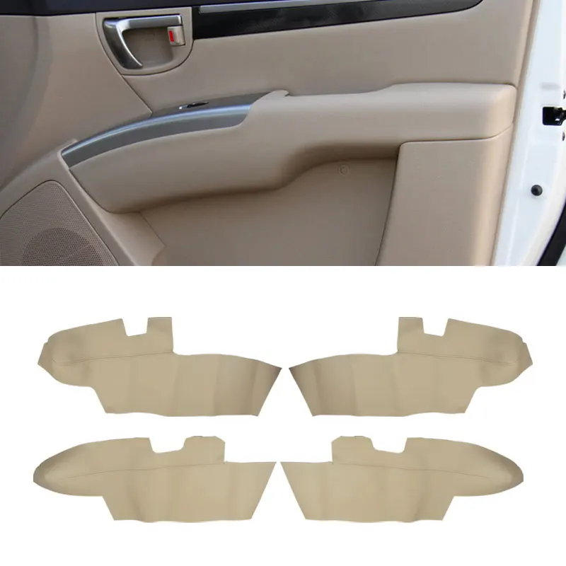 Soft Leather Door Armrest Cover For Hyundai Santa Fe 2006 2007 2008 2009 2010 2011 2012 Door Armrest Panel Cover Trim Beige