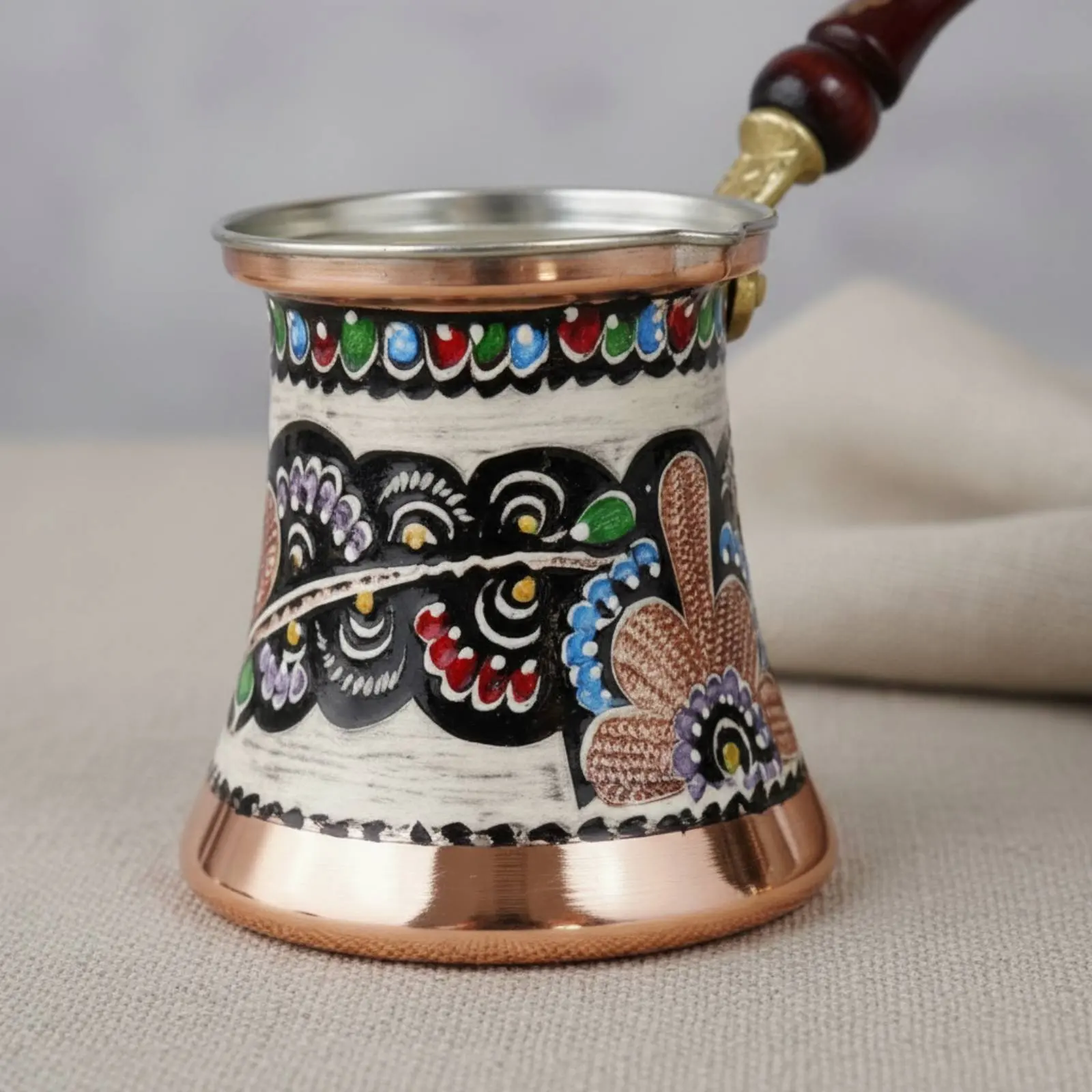 Turkish Coffee Pot Copper Cezve Arabic Ibrik Greek Briki for Home Decor view 3