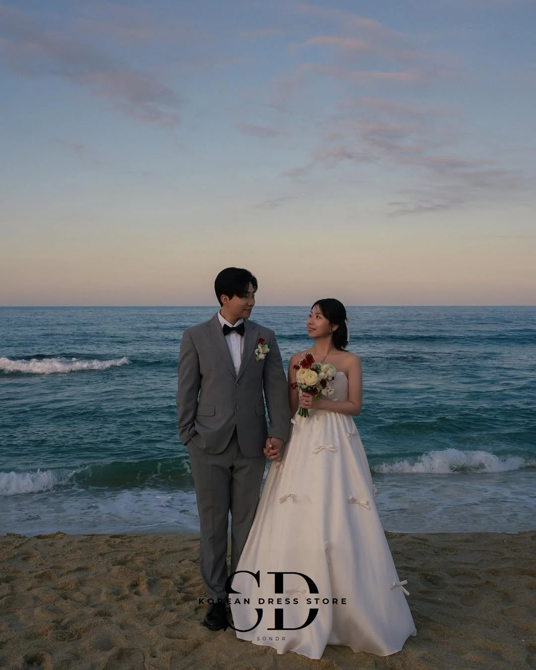 Sondr 2025 Lovely Korean Wedding Dresses Strapless Bow Silk Satin Self-Wedding Dress Photo Shoot Customized Corset Bridal Gown
