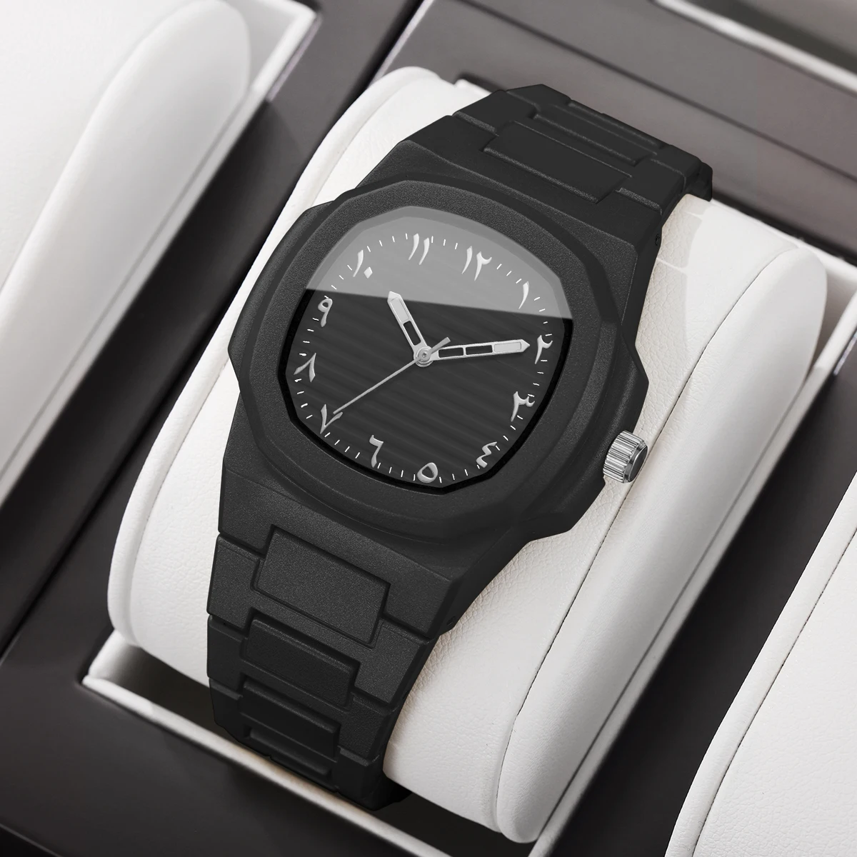 Fashion Square Dial Men Business Watches Casual Plastic Band Man Sports Wristwatches Reloj Hombre(Without Box)