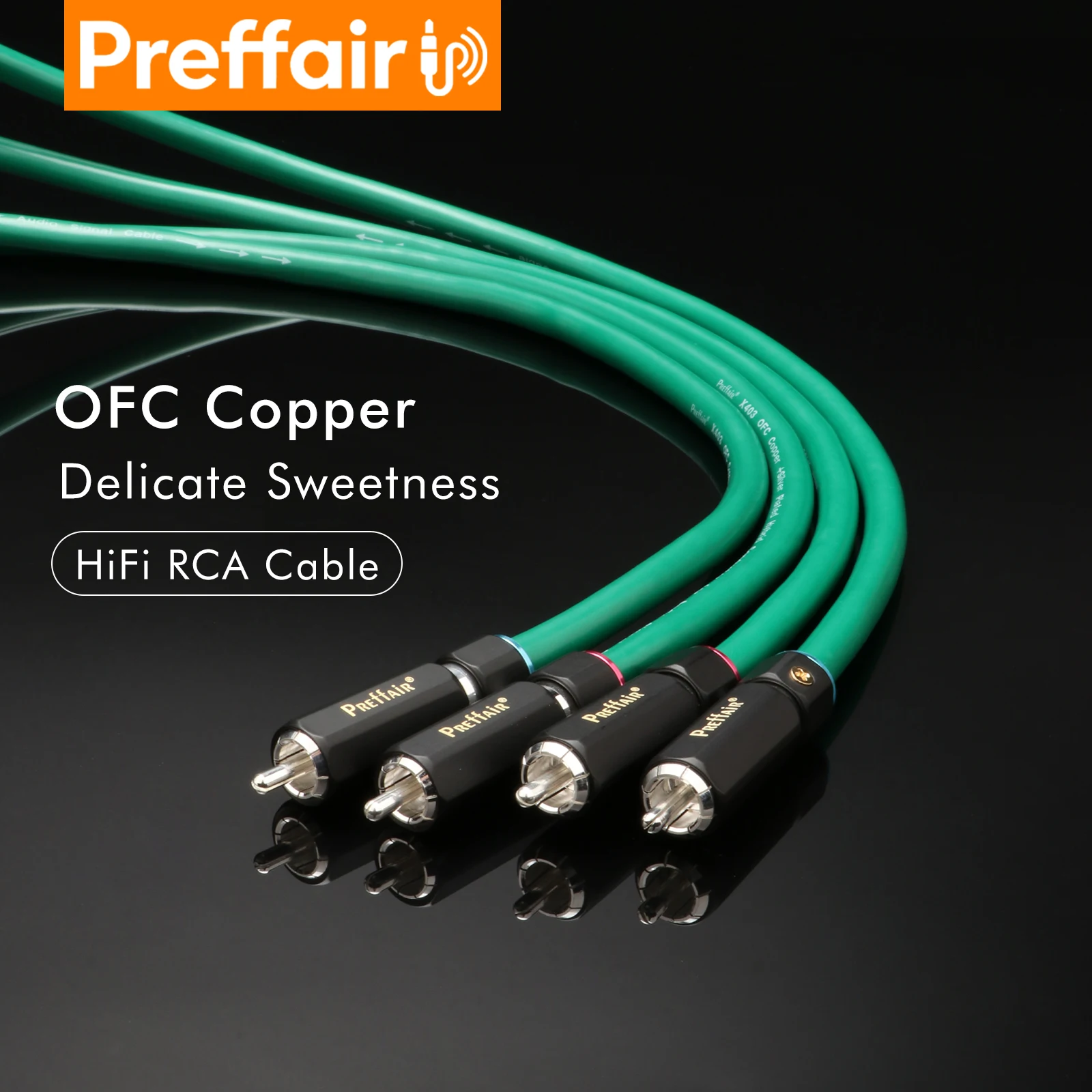 Preffair pair HIFI 4N OFC silver plated signal cable with silver plated self-locking rca plug for amplifier speaker cd player