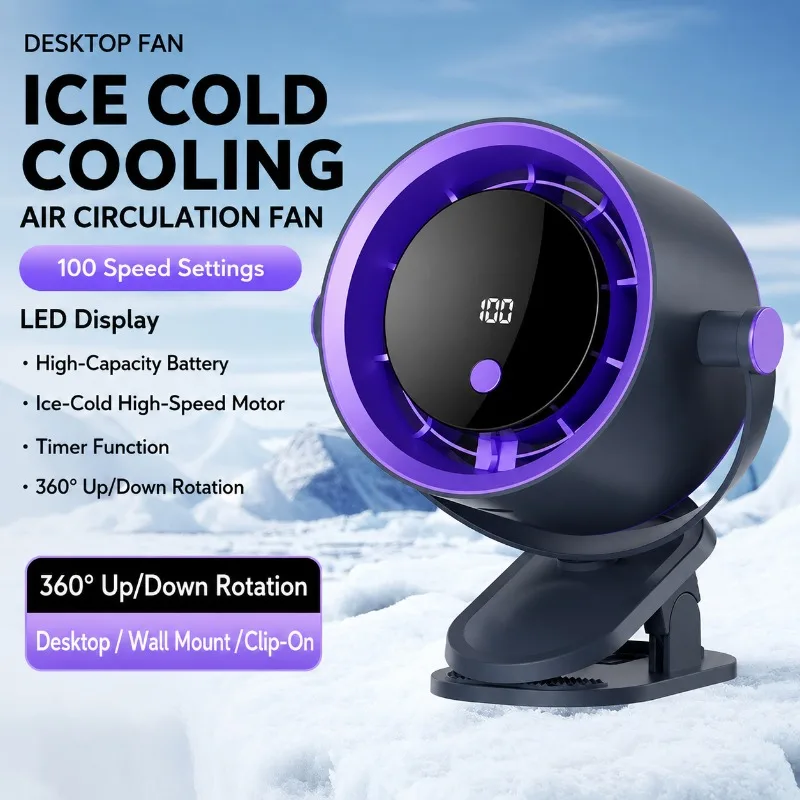 Desk Clip Fan Quiet Mini Cooler USB Rechargeable Portable Air Cooler for Student Dormitory Office Space Compact Silent Ventilato