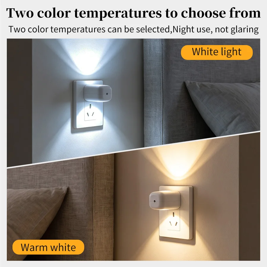Dusk to Dawn EU US Plug LED Night Light Auto On Off Light Sensor Plug in Night Lamp for Bedroom Bathroom Hallway Kitchen Stairs