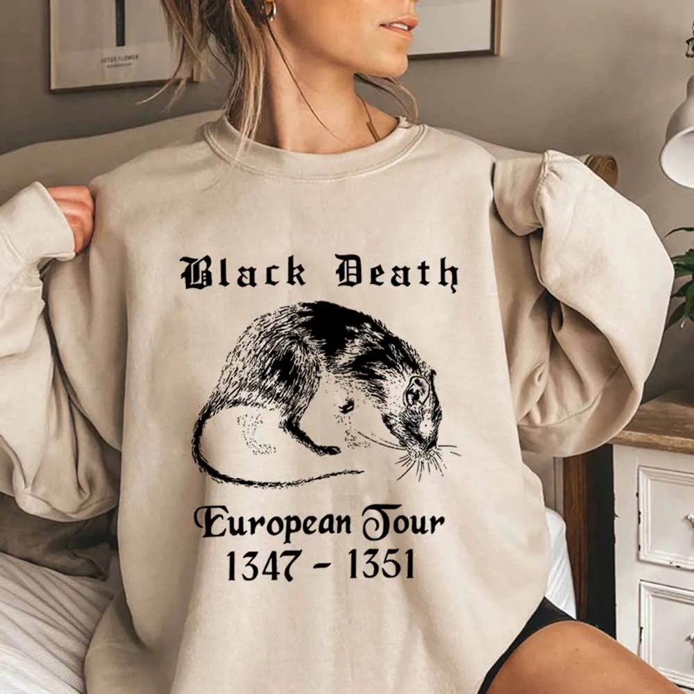 Black Death ยุโรปทัวร์ฮาโลวีนเสื้อกันหนาว Gothic ยุคกลาง Plague Rat Dark Art เสื้อกลางอายุฮาโลวีนอินเทรนด์เสื้อกันหนาว