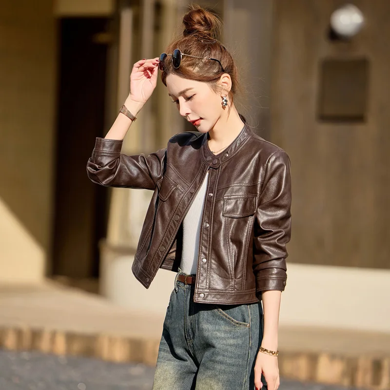 Fashionable Women's Leather Jacket, New Spring Autumn Style, Slimming And Stylish, Suitable For Petite Figures