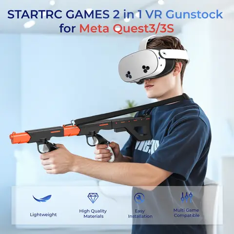 VR Games Gunstock für Meta Quest 3/Quest 3S VR-Brille FPS Gaming-Griffe Magnetischer Spiele-Controller-Griff Spielzubehör