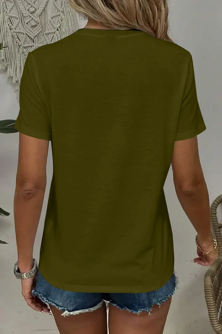 Modisches Damen-T-Shirt-Set in Unifarben mit Kurzen Ärmeln, 3-teilig – Detail 15