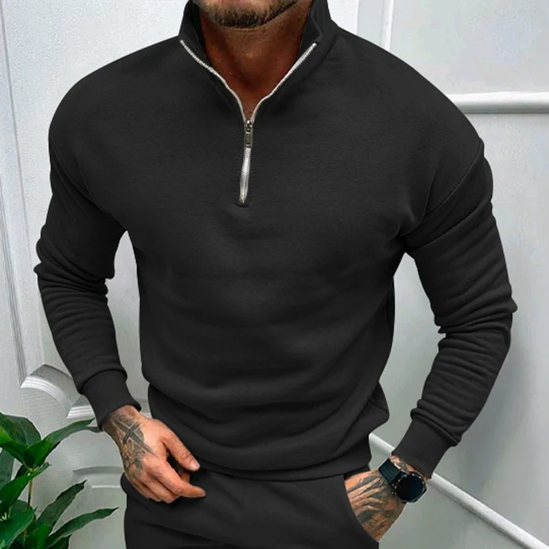 Fashion Thick Warm Knitted Sweaters Cloth Zipper Fleece Male Hoodies Coat Casual Long Sleeve Turtleneck Shirts Pullover Men Tops