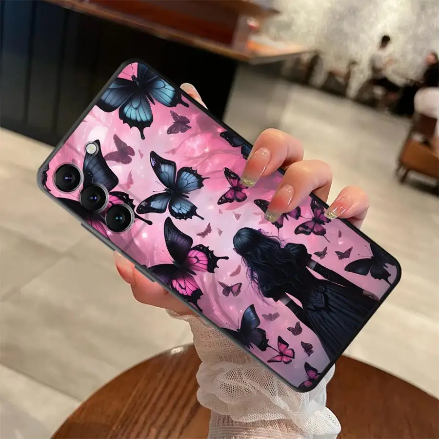 Butterfly Girl Case for Samsung Galaxy A30 A40 A04 A01 A02 Note 20 Ultra 9 10 A50 A70 A06 A10 A20 A05 A03 Soft Back Phone Cover