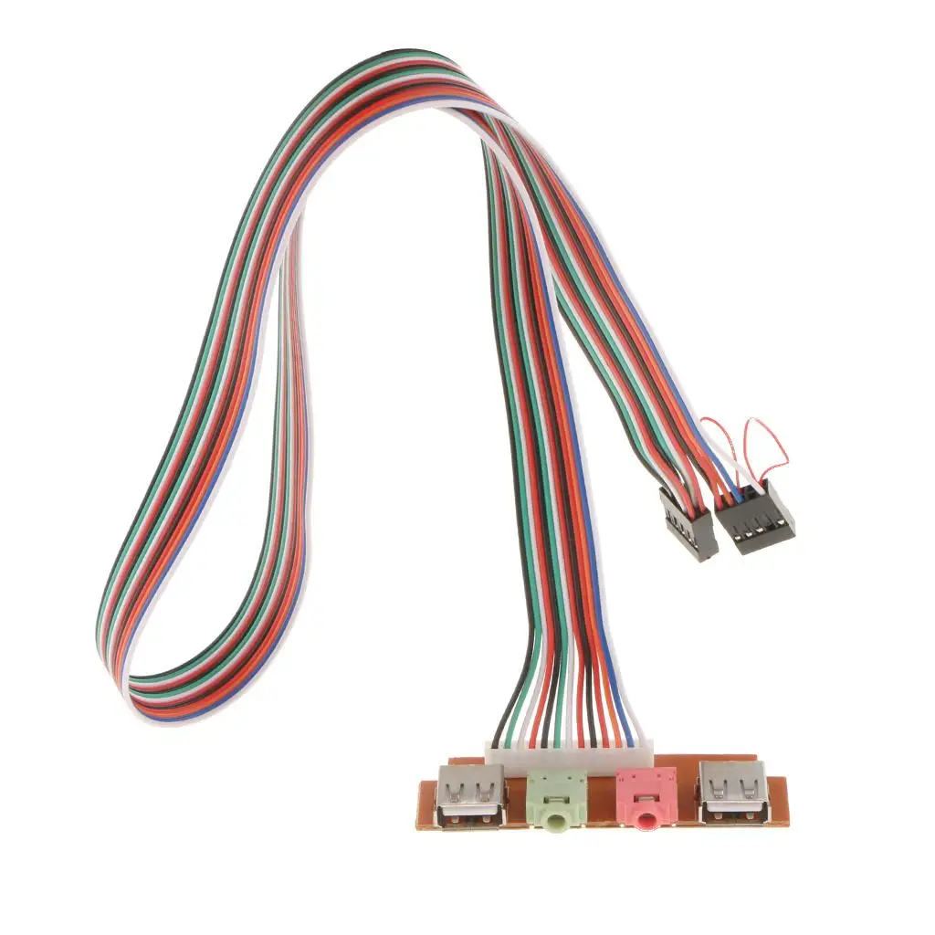 USB Audio Cable Dual Port Copper Microphone Cable PC Front Panel Replacement for Desktop Case Assembly