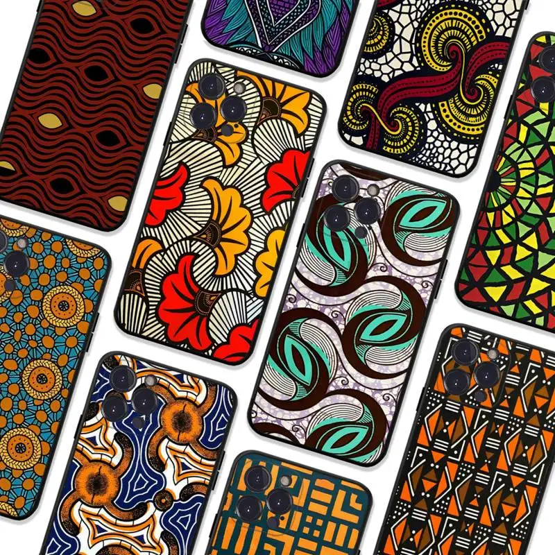 African Style Fabric Print Phone Case For iPhone 8 7 6 6S Plus X SE 2020 XR XS 14 11 12 13 Mini Pro Max Mobile Case