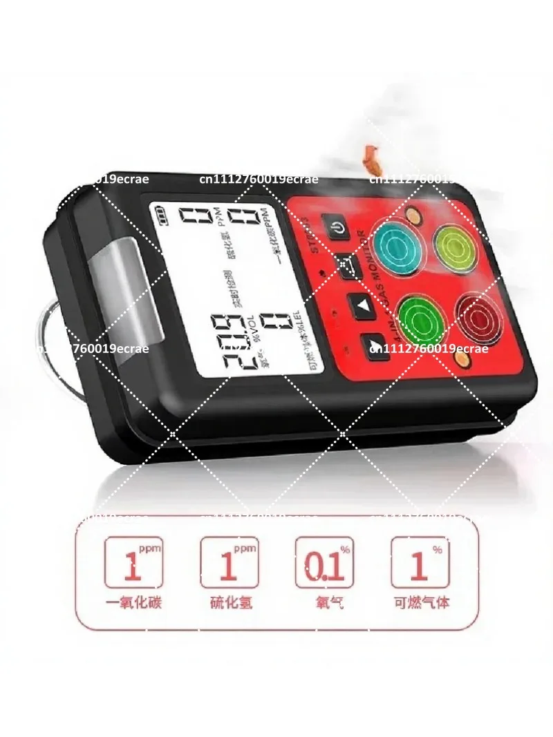 4-in-1 Portable Gas Detector Monitor for Home Safety, Rechargeable Harmful Gas Alarm with Sound Light Vibration