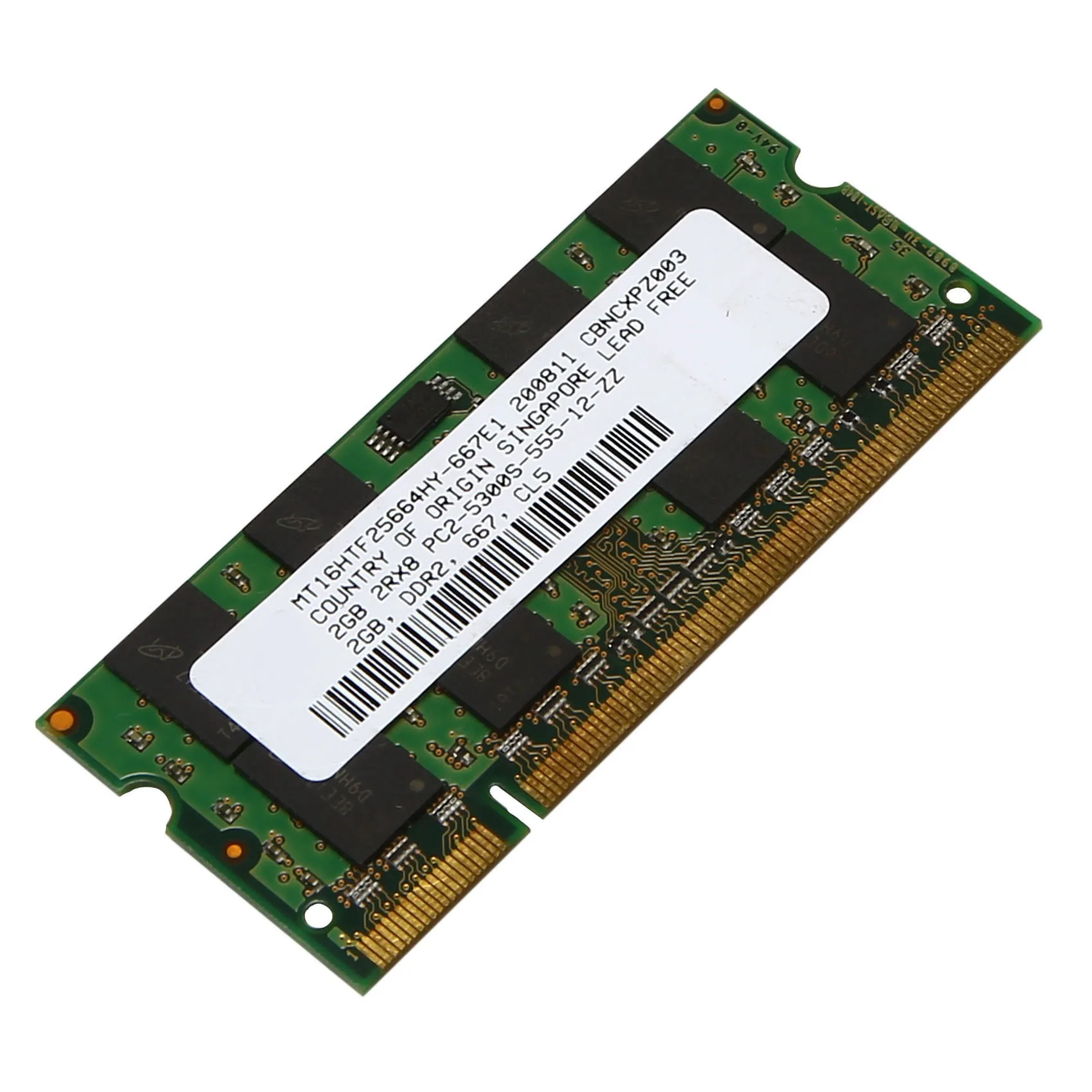 2GB หน่วยความจำแรม DDR2 667MHz PC2 5300แล็ปท็อป memoria 1.8V 200PIN SODIMM สำหรับ Intel AMD