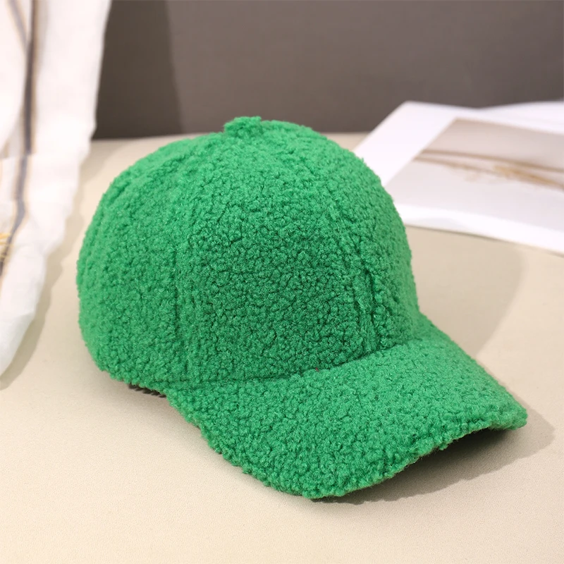 Neue 16 Farben Herbst Winter Baseball Kappe Frauen Künstliche Lamm Wolle Hüte Version Flut Warme Plüsch Baseball Caps Baseball Kappe – Detail 1
