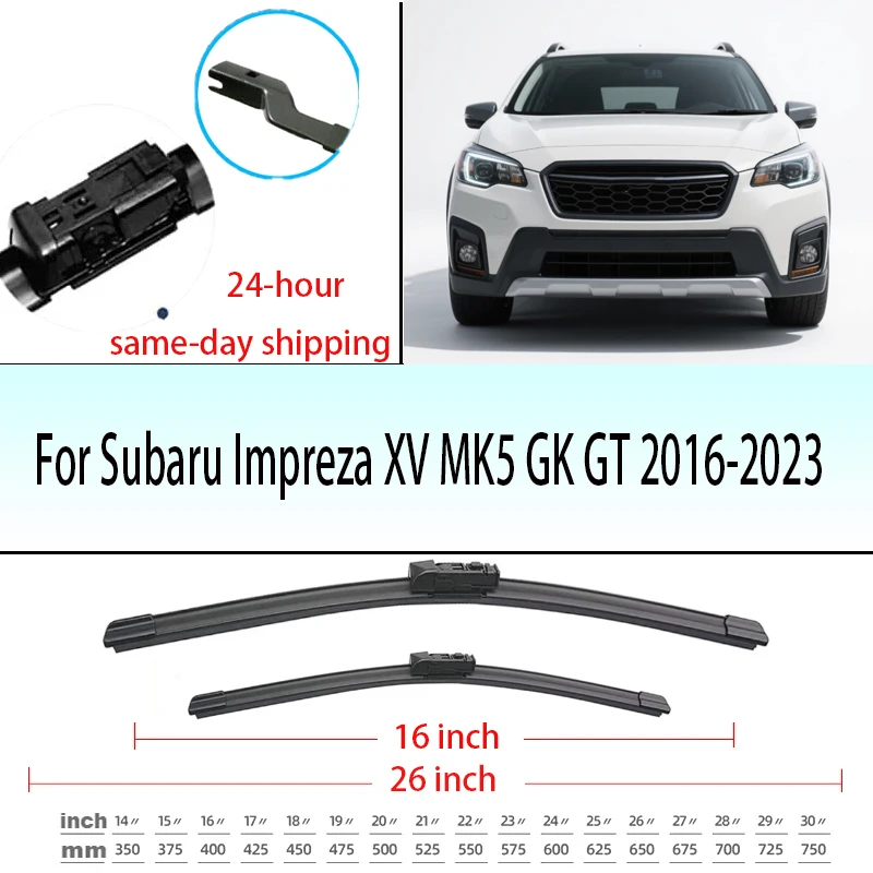 

Wiper Blades Set For Subaru Impreza XV MK5 GK GT 2016 2017 2018 2019 2020 2021 2022 2023 Front Windshield Windscreen 26"16"