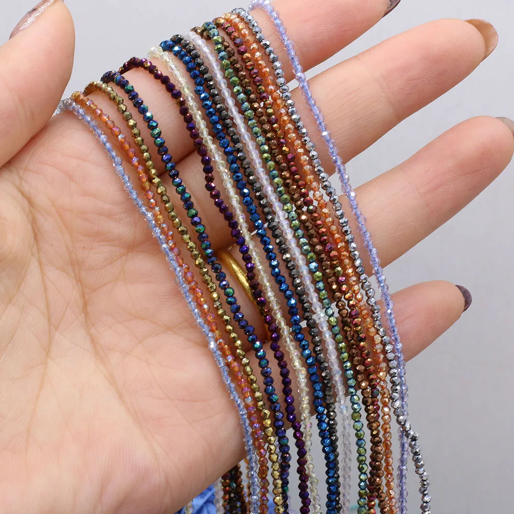 2mm Natural Stone Small Round Beads Mix Color Faceted Loose Spacer Beads for Jewelry Making DIY Bracelet Necklace Accessory 38cm