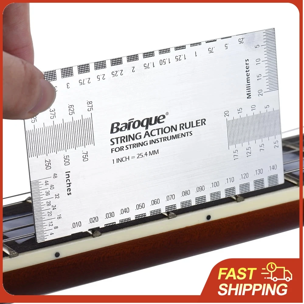 Baroque String Action Ruler Gauge Tool in/mm for Guitar Bass Mandolin Banjo