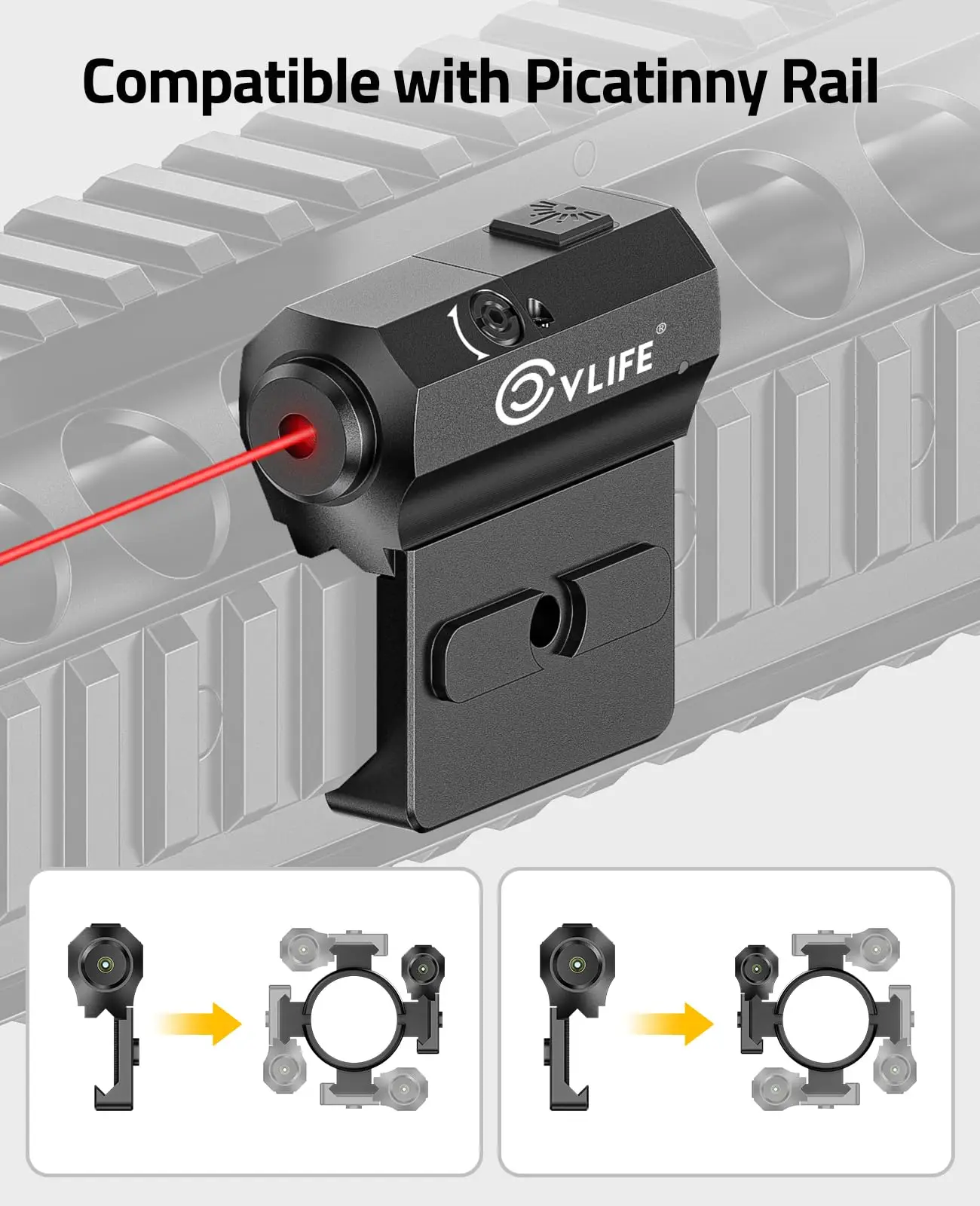 CVLIFE Rifle Red/Green Laser Beam Sight Low Profile Tactical Laser Sights Rechargeable Compatible with Picatinny Rail - view 3